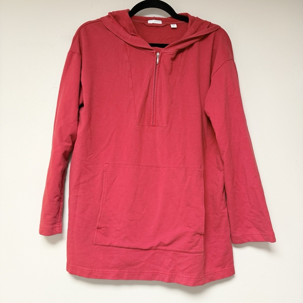 Pure Jill Red Quarter Zip Hoodie Tunic Sweatshirt Women's Size S‎